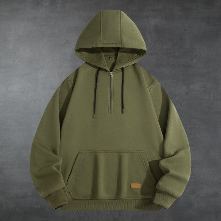 Herren Sportlicher Kapuzenpullover mit halbem Reißverschluss und praktischer Kängurutasche Aliams