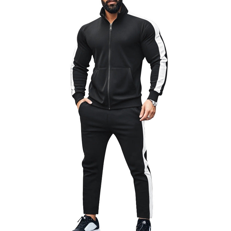 Herren sportliches Trainingsanzug mit weichem Fleece und Kontraststreifen Aliams