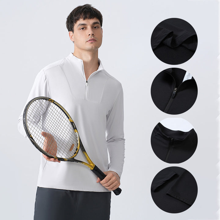 Herren Funktionsoberteil mit halbem Reißverschluss und atmungsaktivem Gewebe Aliams