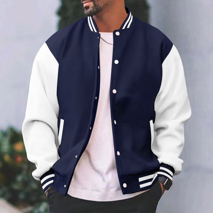 Herren sportliche Collegejacke mit traditionellem Schnitt und kontrastierenden Ärmeln Aliams