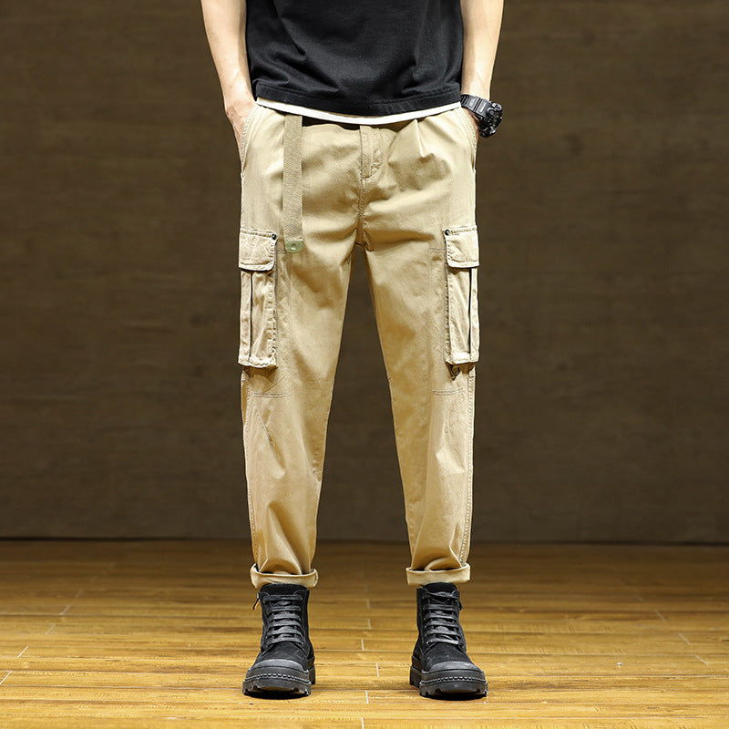 Herren Cargo-Hose mit verstellbarem Bund und funktionalen Taschen Aliams