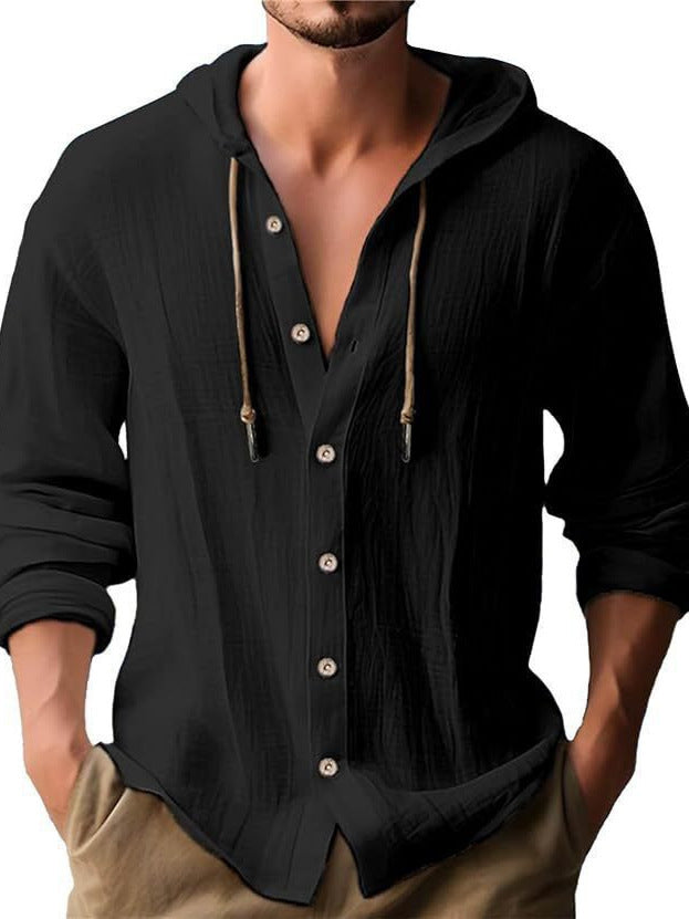 Herren Freizeit-Hemd mit Kapuze und Knopfleiste Aliams