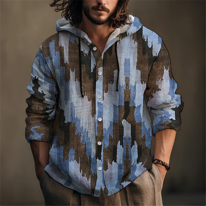 Herren Kapuzenbluse mit detailreicher floraler Stickerei und modernem Schnitt Aliams