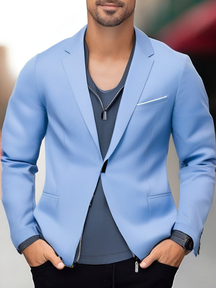 Herren eleganter und stilvoller Blazer mit farblich abgesetztem Revers Aliams