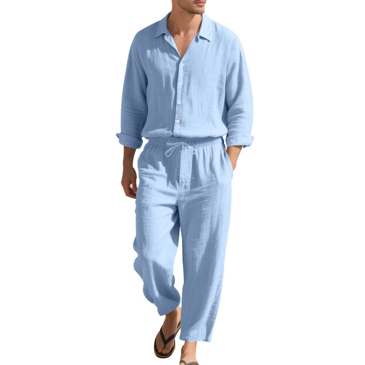 Herren Casual Freizeitanzug mit Oberteil und elastischer Hose Aliams