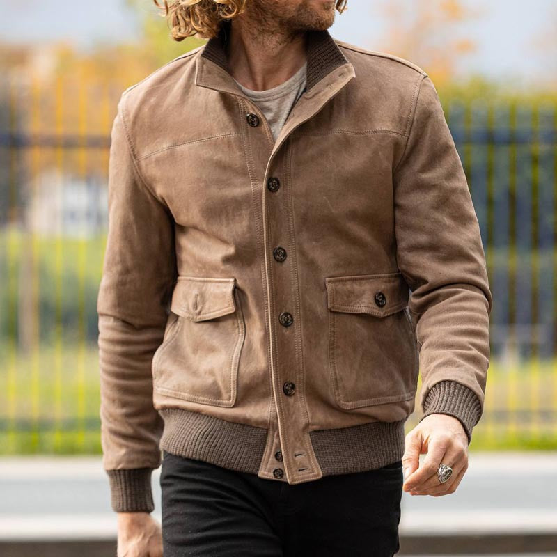 Herren elegante Wildlederjacke mit modernen Details Aliams