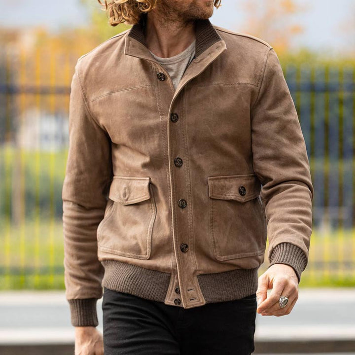 Herren elegante Wildlederjacke mit modernen Details Aliams