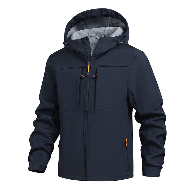 Herren funktionale Outdoor-Jacke mit vielseitigen Taschen und verstellbarem Kapuzensystem Aliams