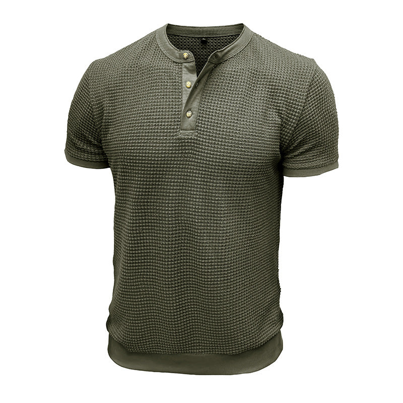 Herren Kurzarm-Henley-Shirt mit strukturiertem Design und edler Knopfleiste Aliams