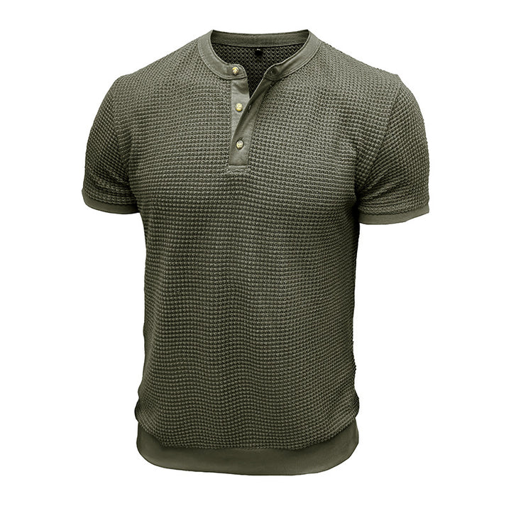 Herren Kurzarm-Henley-Shirt mit strukturiertem Design und edler Knopfleiste Aliams