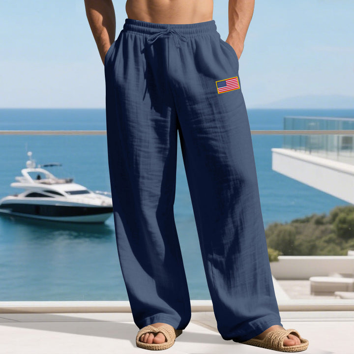 Herren Bequeme Freizeit-Cargo-Hose mit elastischem Bund und Seitentaschen Aliams