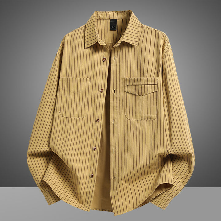 Herren Klassisches Streifenhemd mit praktischen Taschen Aliams