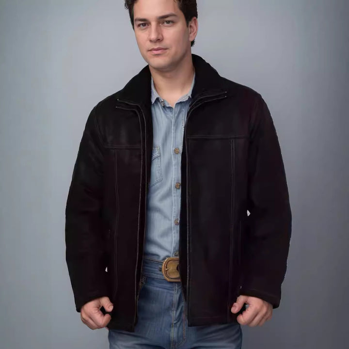 Herren hochwertige Lederjacke mit vielseitigem Stil Aliams