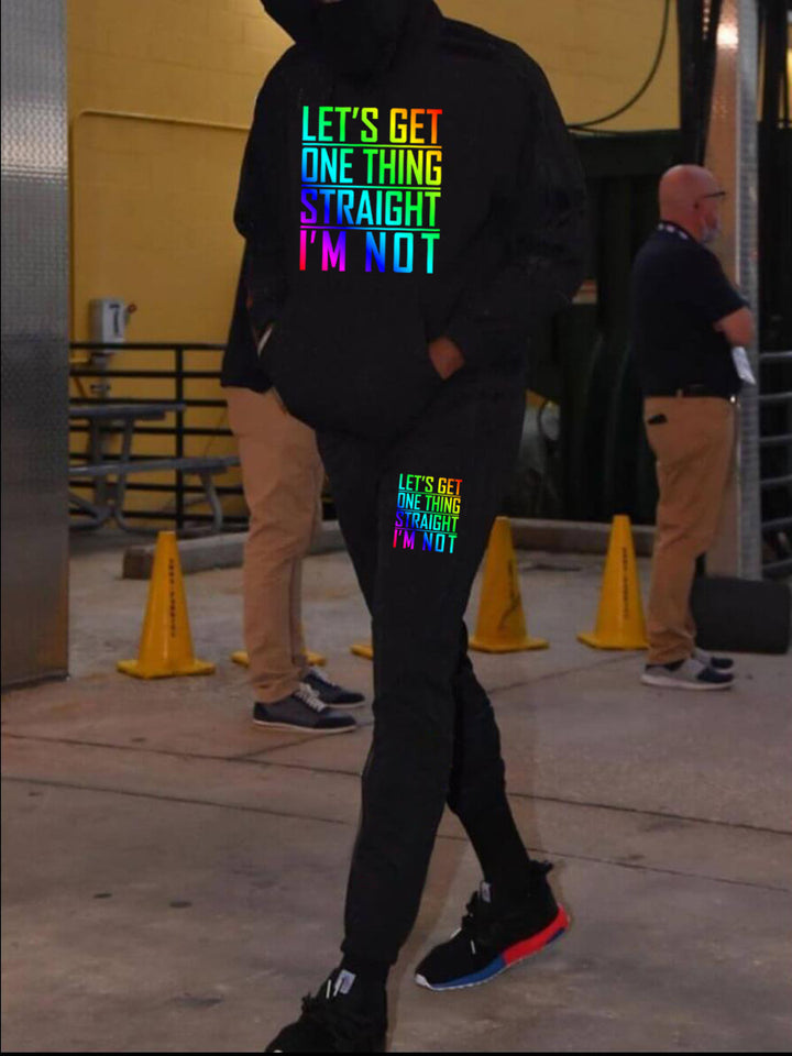 Herren gemütlicher Kapuzenanzug mit leuchtendem Statement Aliams