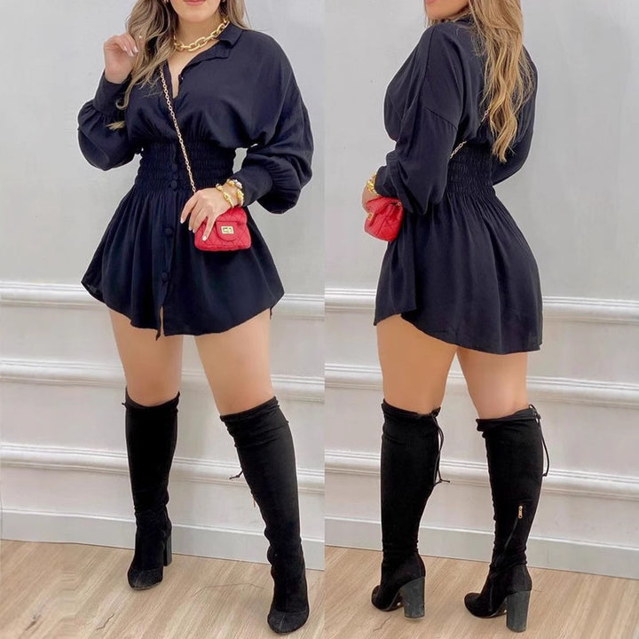 Damen trendiges Hemd-Kleid mit grafischem Design Aliams