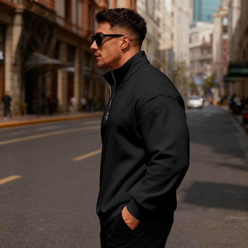 Herren Sweatpullover mit hohem Kragen und Reißverschluss Aliams