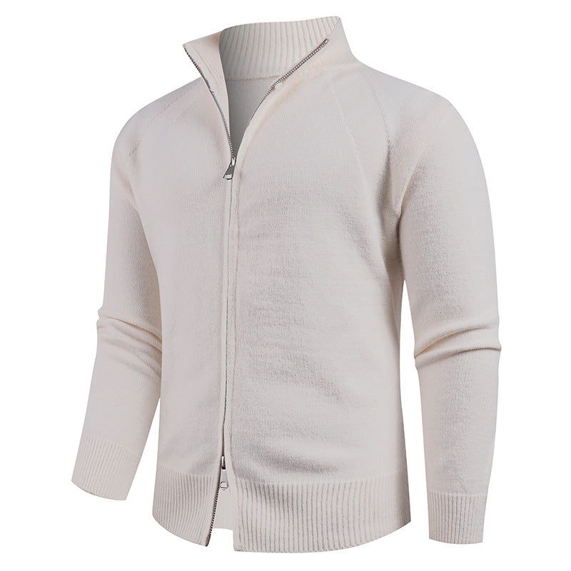 Herren hochwertige Strickjacke mit modernem Reißverschluss und hochgezogenem Kragen Aliams