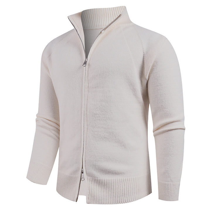 Herren hochwertige Strickjacke mit modernem Reißverschluss und hochgezogenem Kragen Aliams