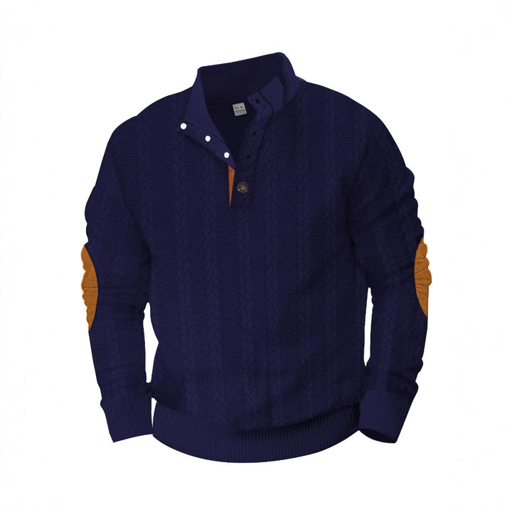 Herren Strickpullover mit hohem Kragen und modernen Knopfdetails Aliams