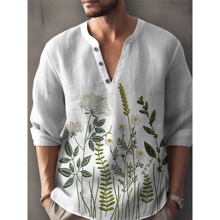 Herren Elegantes Floral Gesticktes Hemd Aliams