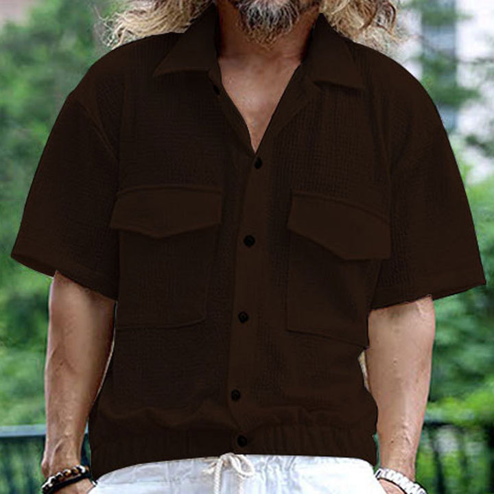 Herren Kurzarm-Hemd mit strukturiertem Stoff und zwei Brusttaschen Aliams