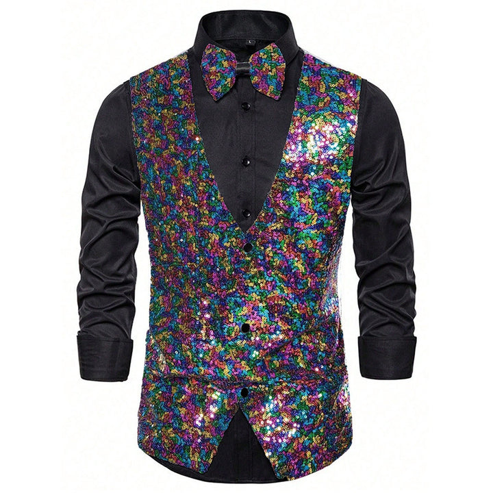 Herren glamouröse Paillettenweste mit passendem Fliegenband Aliams