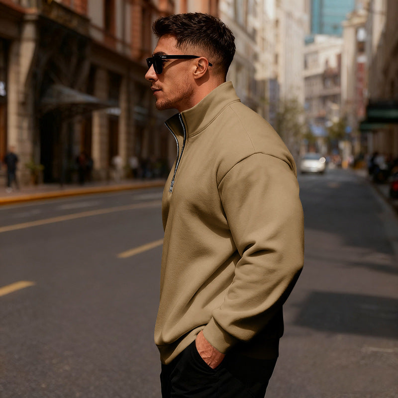 Herren Sweatpullover mit hohem Kragen und Reißverschluss Aliams