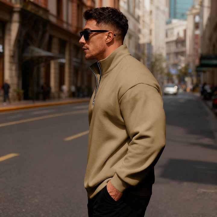 Herren Sweatpullover mit hohem Kragen und Reißverschluss Aliams