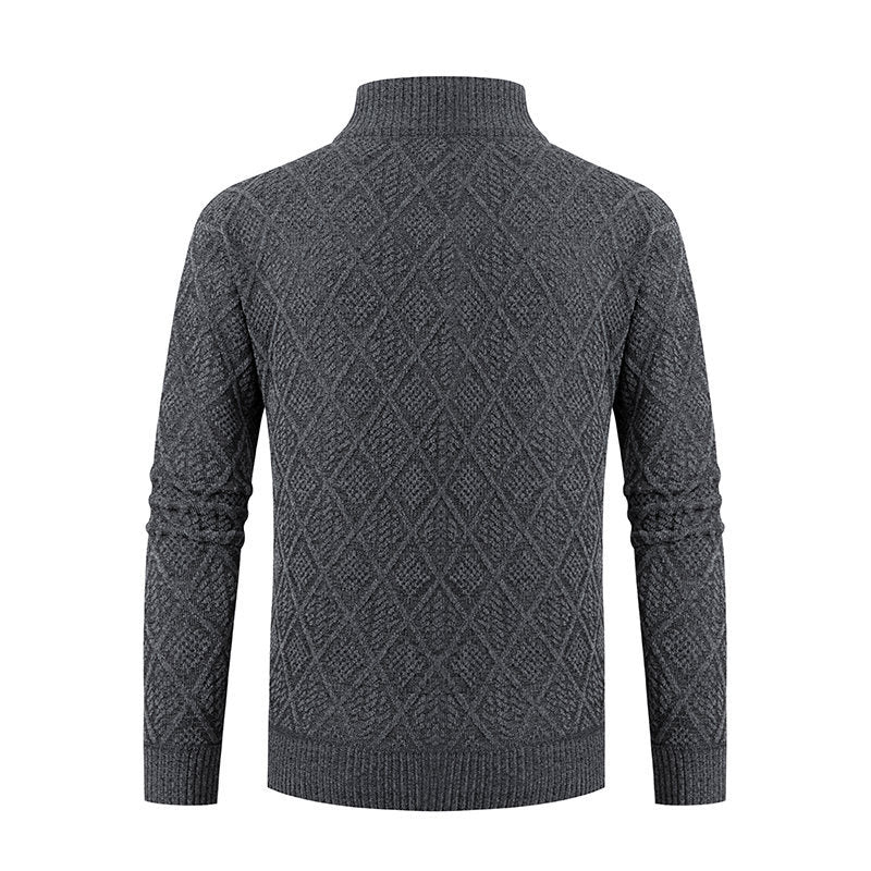 Herren Strickjacke mit modernem Zipper und stilvollem Rautenmuster Aliams