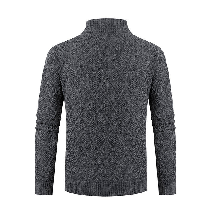 Herren Strickjacke mit modernem Zipper und stilvollem Rautenmuster Aliams