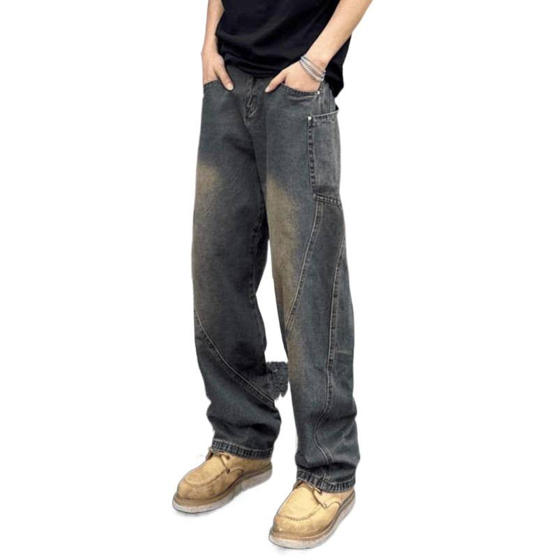 Herren weit geschnittene Jeans mit asymmetrischem Design Aliams