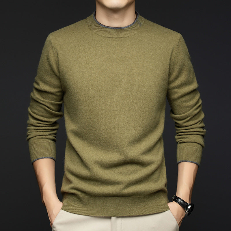 Herren klassischer Rundhals-Pullover aus hochwertiger Wolle Aliams