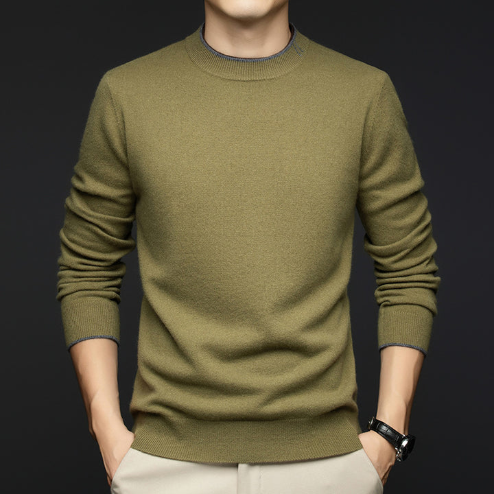 Herren klassischer Rundhals-Pullover aus hochwertiger Wolle Aliams