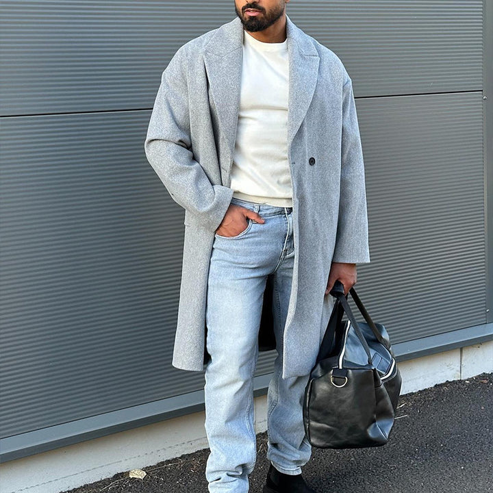 Herren eleganter Übergroßer Wollmantel Aliams