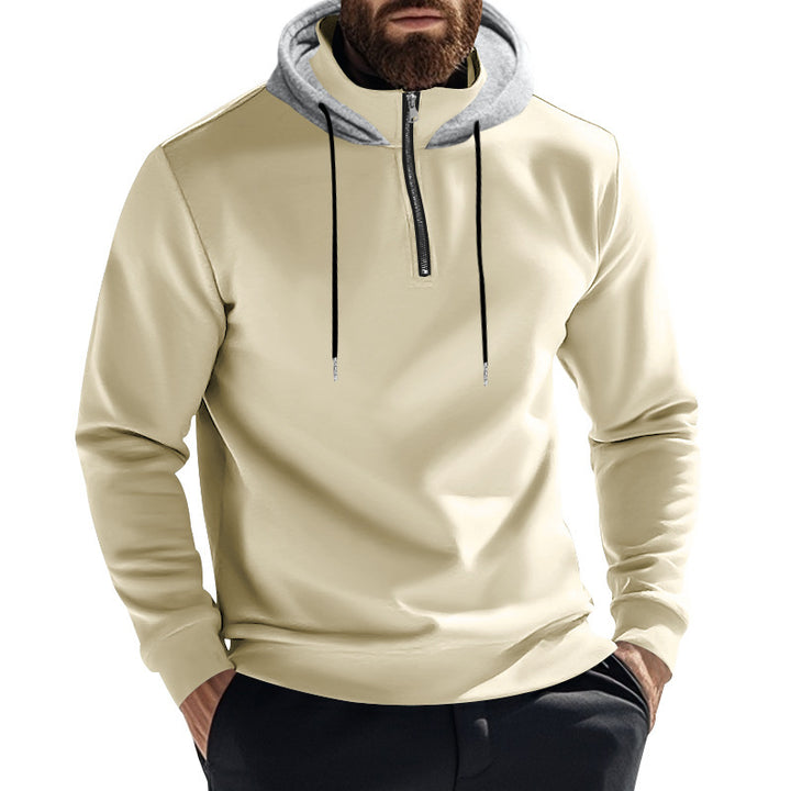 Herren Pullover mit halb zip und dekorativem Kapuze Aliams
