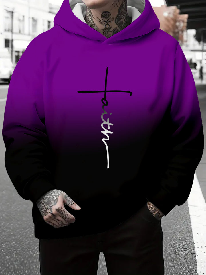 Herren Kapuzenpullover mit subtiler Farbverlauf-Optik und inspirierendem Schriftzug Aliams