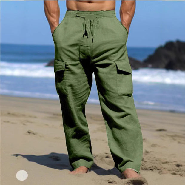 Herren Bequeme Cargo-Hose mit praktischem Kordelzug und seitlichen Taschen Aliams