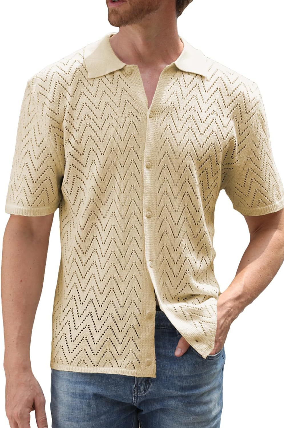 Herren Kurzarm Strickshirt Aliams