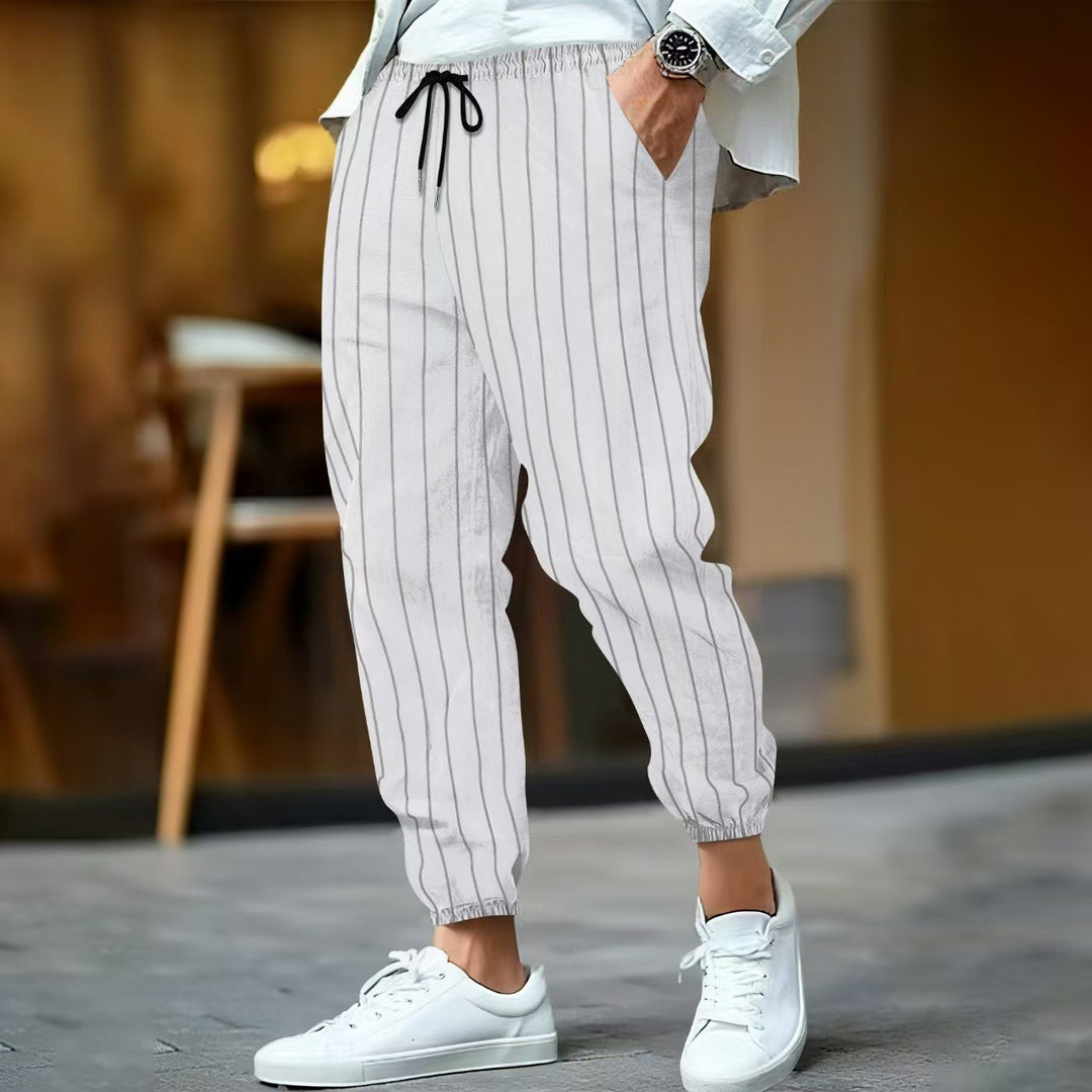 Herren stylische Freizeithose mit elegantem Streifenmuster Aliams