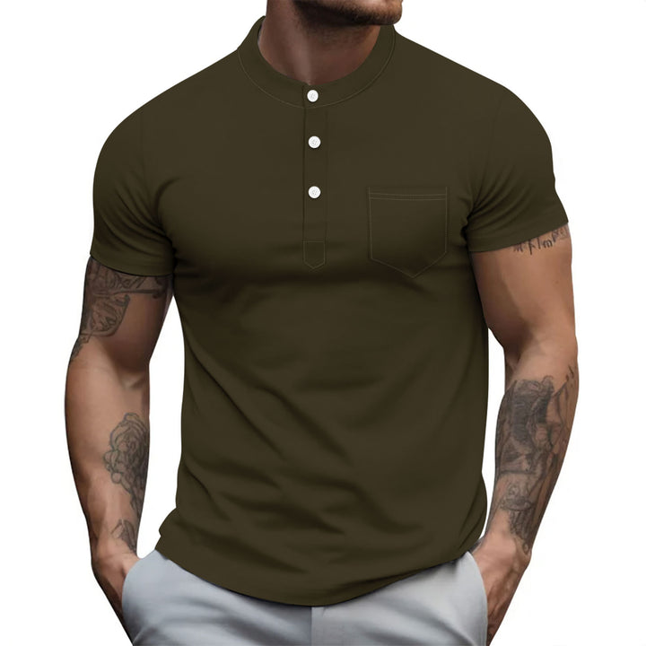 Herren Kurzarm Poloshirt mit Knopfleiste und Brusttasche Aliams