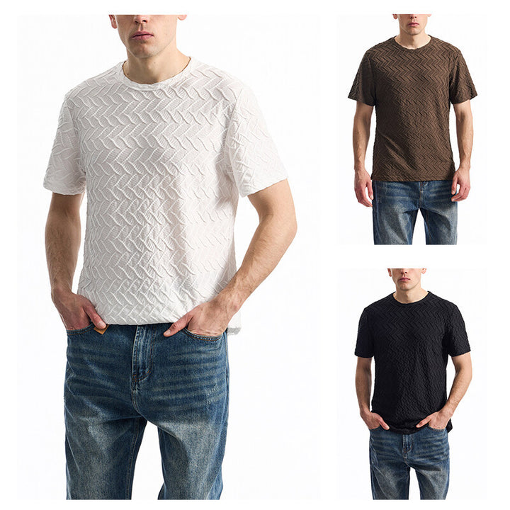 Herren T-Shirt mit strukturiertem Muster und lässiger Passform Aliams