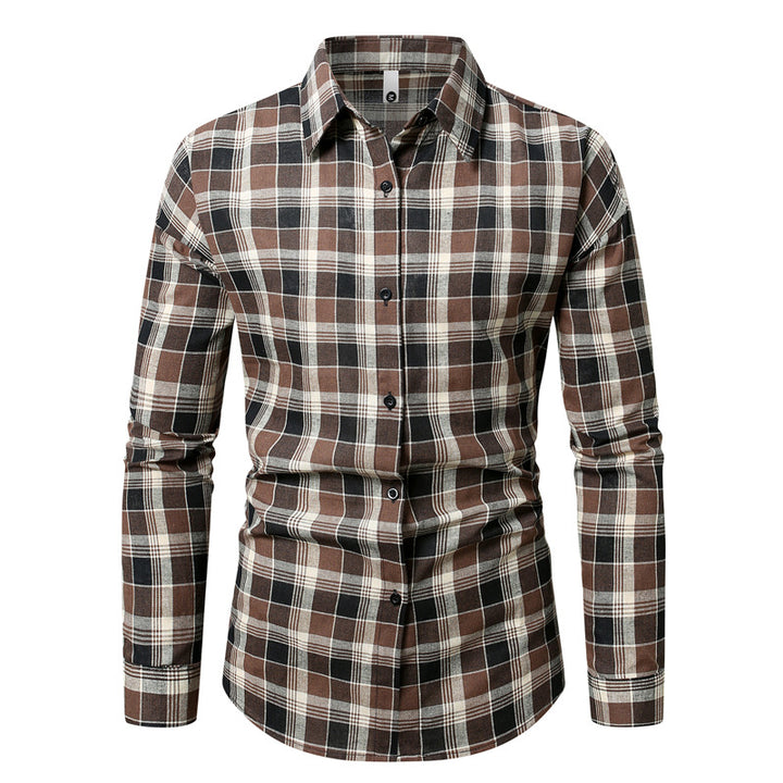 Herren kariertes Langarmhemd aus weichem Flanell Aliams