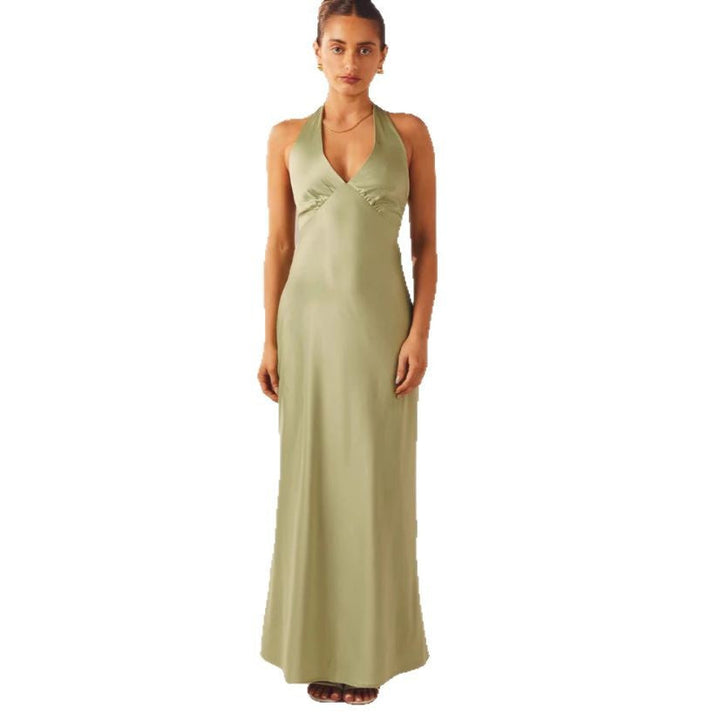 Damen Maxikleid mit Elegantem Halterneck-Design und Figurformendem Schnitt Aliams