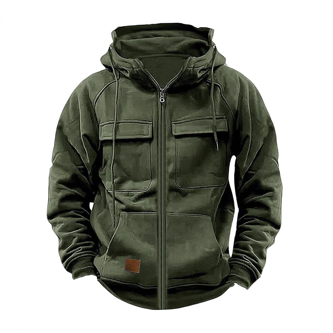 Herren Utility-Hoodie mit praktischen Taschen und Reißverschluss Aliams