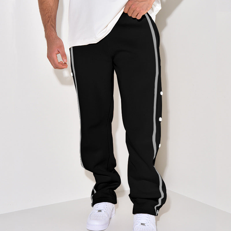Herren Sportliche Sweatpants mit seitlichen Druckknöpfen und Kontraststreifen Aliams