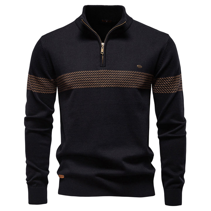 Herren Pullover mit Stehkragen und Reißverschluss Aliams