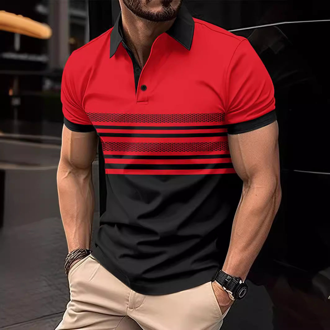 Herren Kurzarm Poloshirt mit innovativem Streifenmuster Aliams