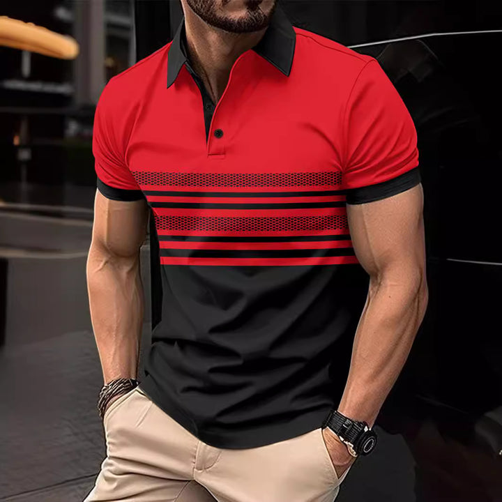 Herren Kurzarm Poloshirt mit innovativem Streifenmuster Aliams