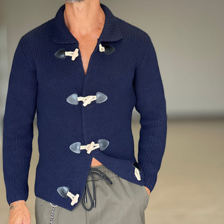 Herren Grob gestrickte Zip-Jacke mit seitlichen Eingrifftaschen und Stehkragen Aliams