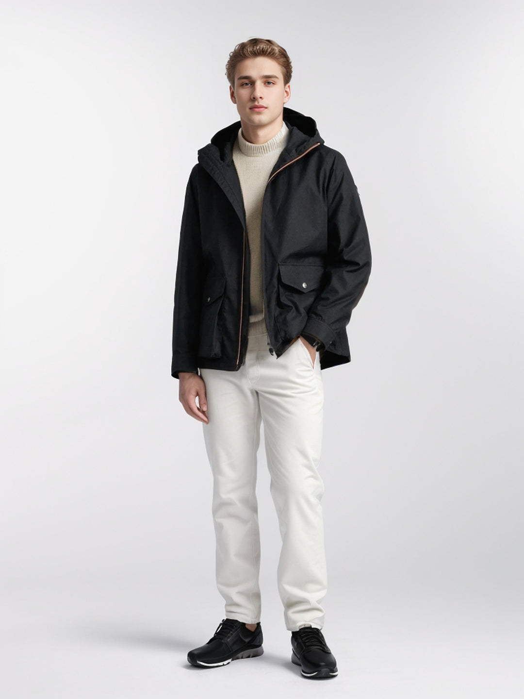 Herren wasserdichte Outdoormantel mit abnehmbarer Kapuze Aliams